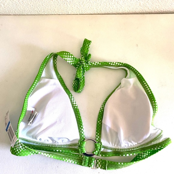 SPEEDO lime green polkadot bikini halter top-various - Picture 3 of 7